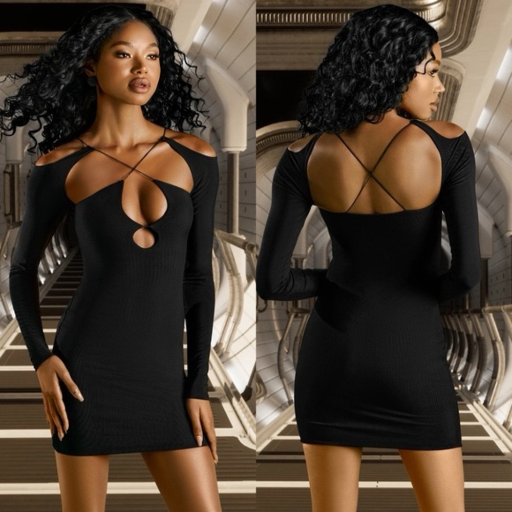 Oh Polly Black Backless Bodycon Mini Dress